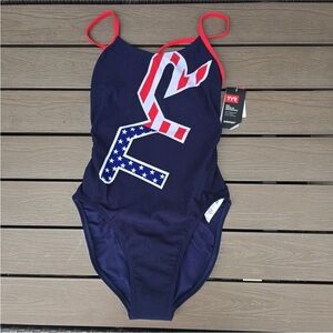 TYR Navy and Red Women's Swim One Piece